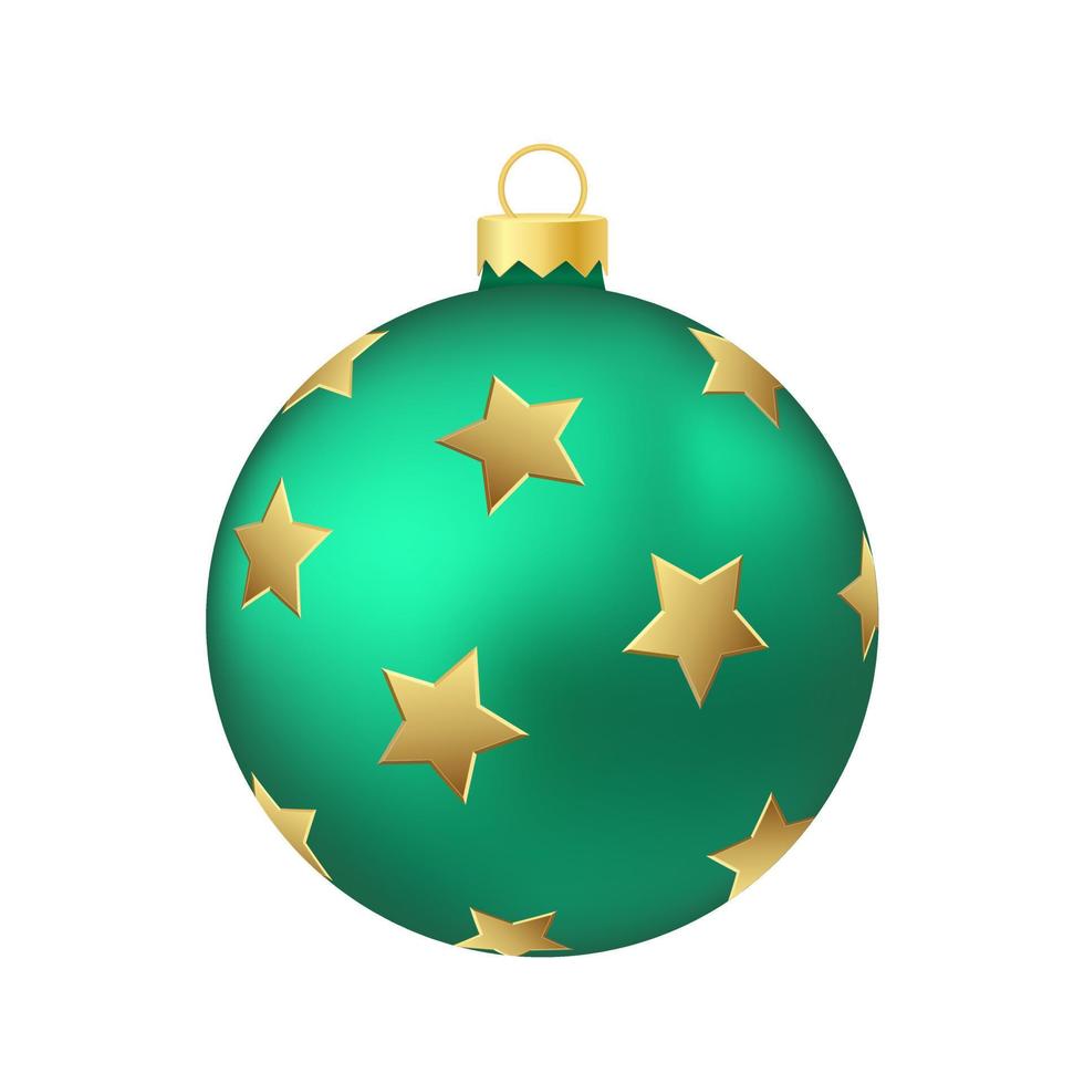 árbol de navidad de mentol verde juguete o bola volumétrica y realista ilustración en color vector