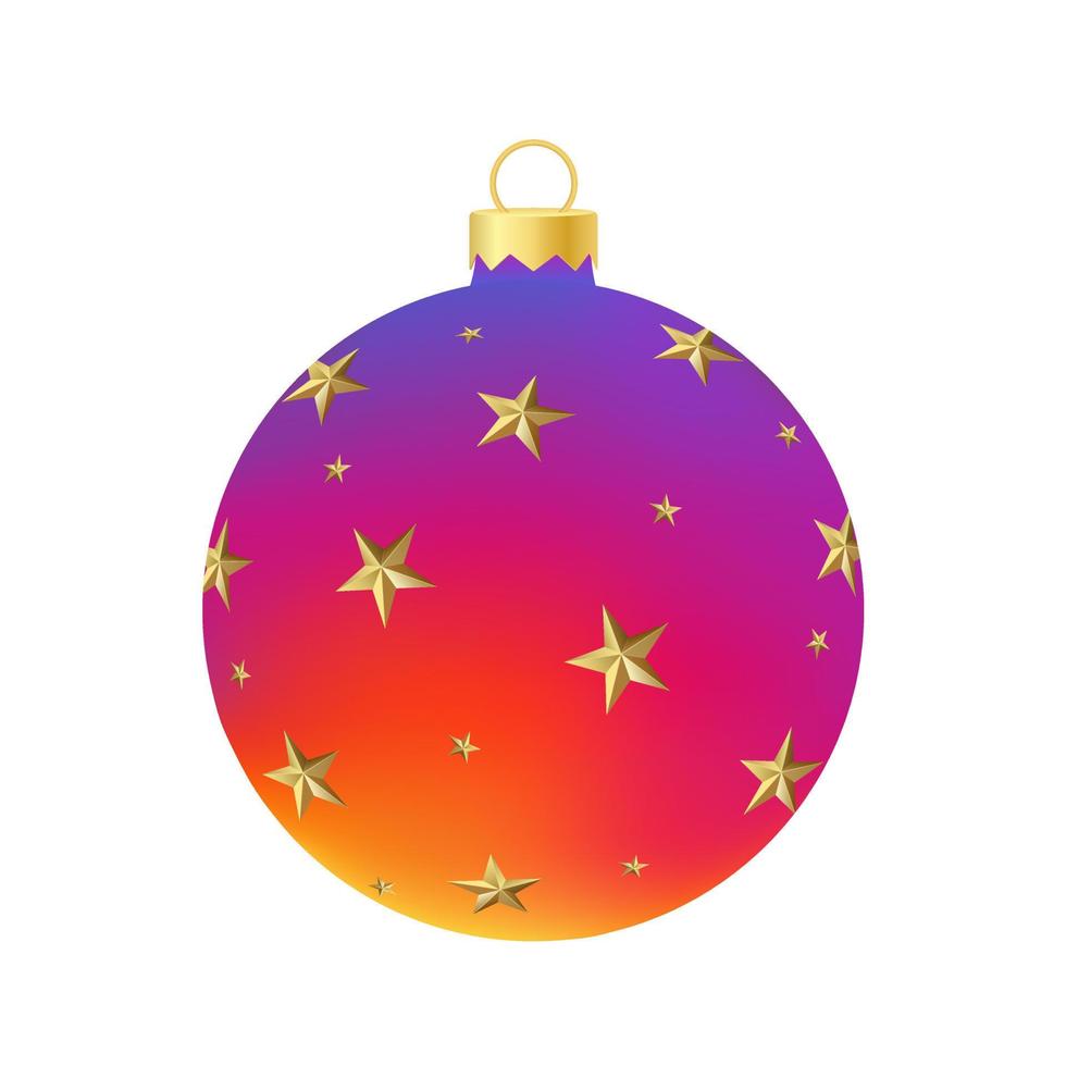 juguete del árbol de navidad del arco iris o bola volumétrica y ilustración de color realista vector
