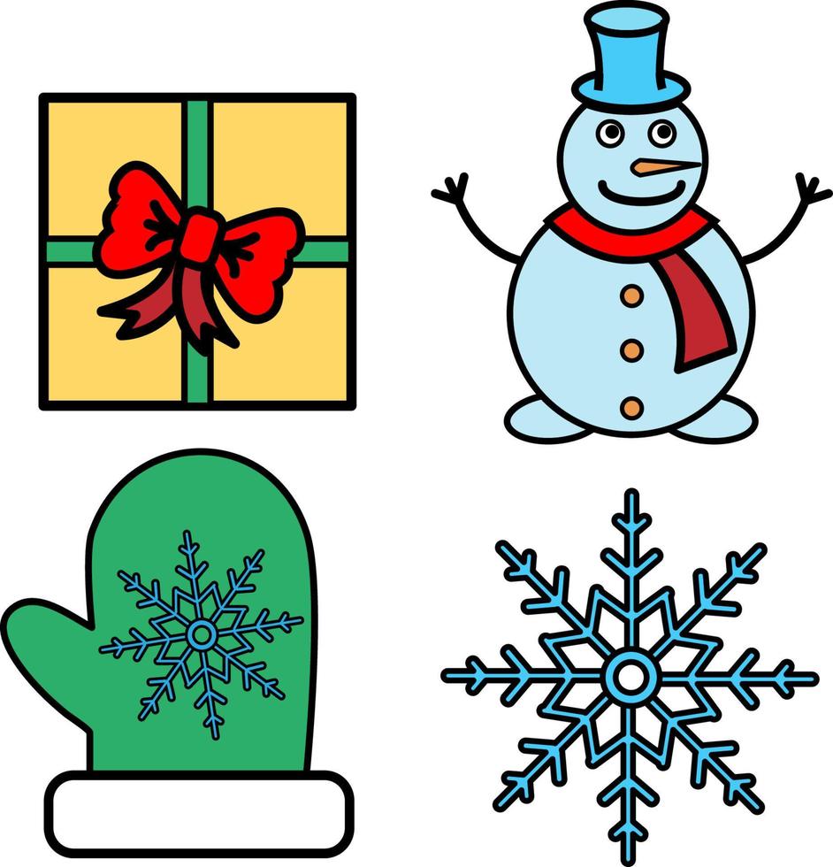 Set of Christmas and new year elements in sketch style vector