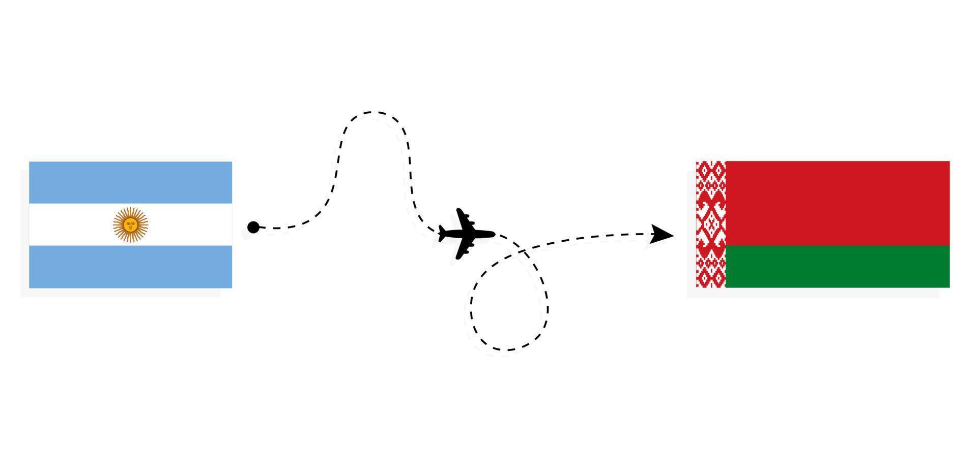 vuelo y viaje de argentina a bielorrusia por concepto de viaje en avión de pasajeros vector