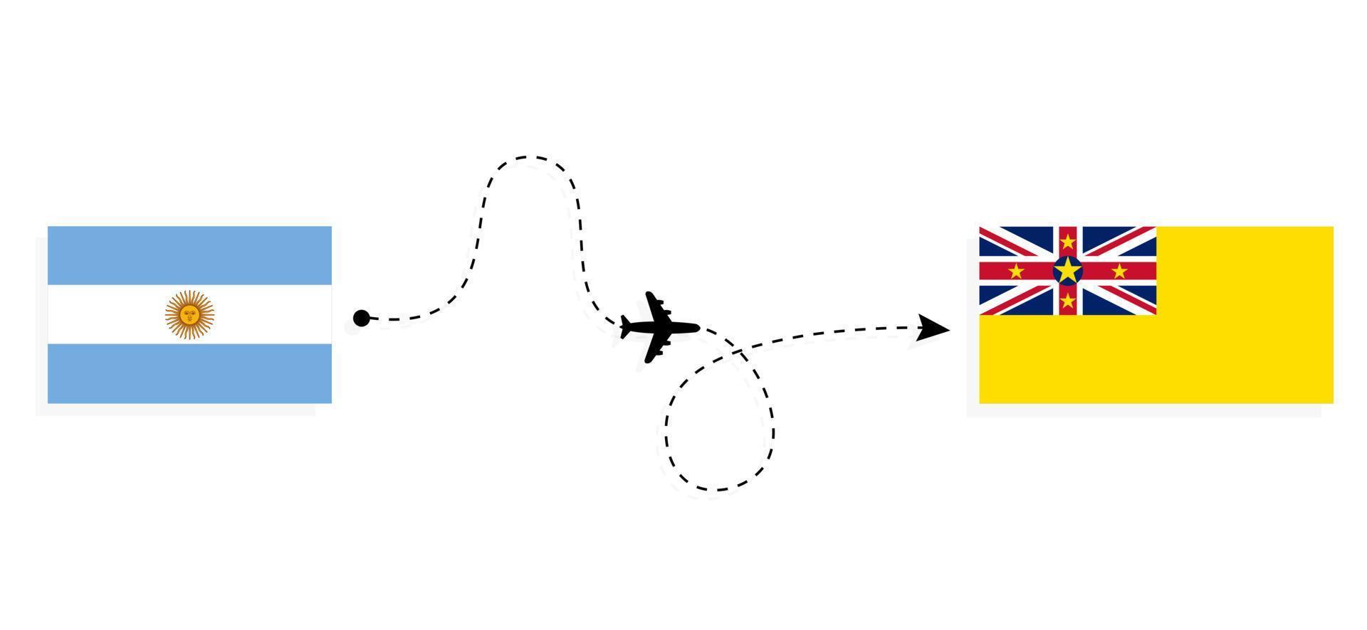 Flight and travel from Argentina to Niue by passenger airplane Travel concept vector