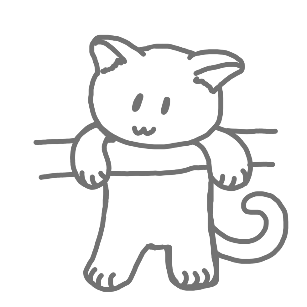 Cute Cat Cartoon Character line art png