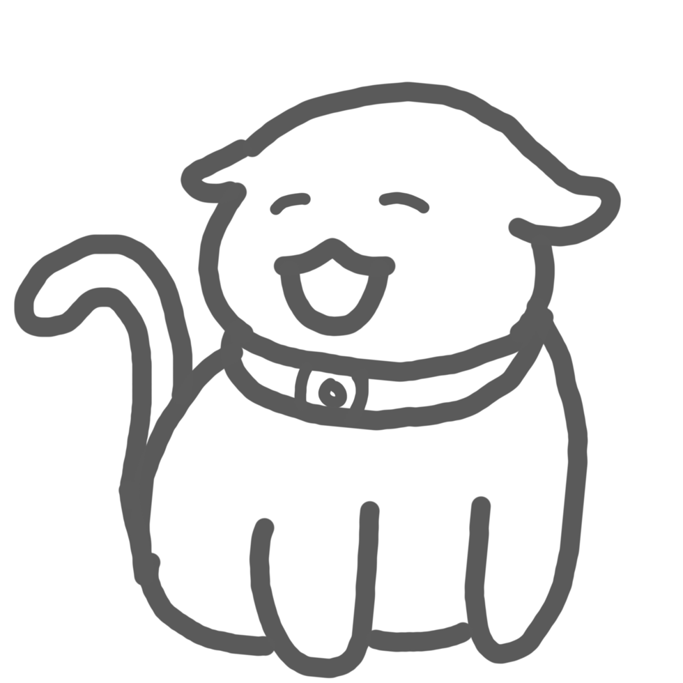 Cute Cat Cartoon Character line art png