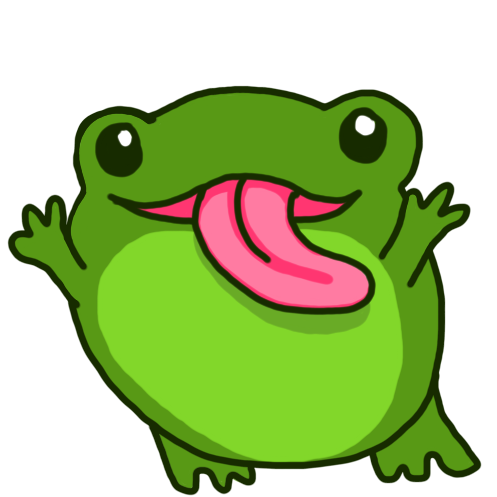 Cute Cheerful Green Frog Cartoon Character png