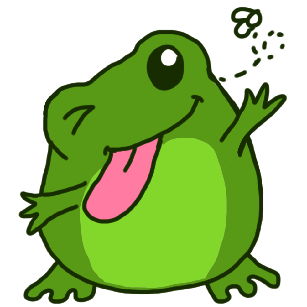 personnage de dessin animé mignon grenouille verte joyeuse png