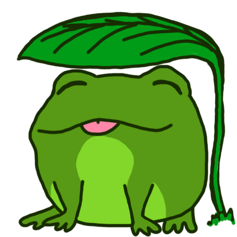 Cute Cheerful Green Frog Cartoon Character png