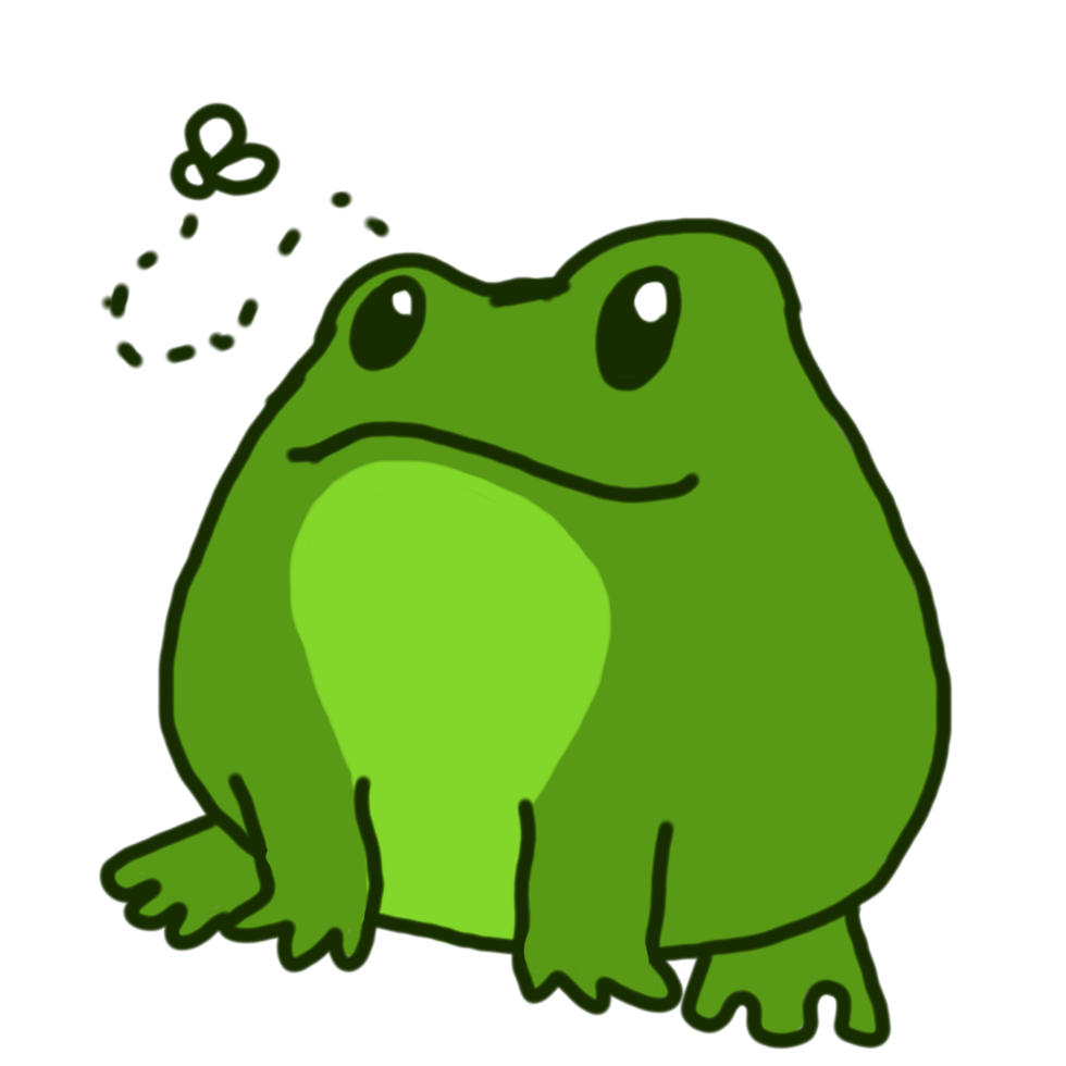 Cute Cheerful Green Frog Cartoon Character png