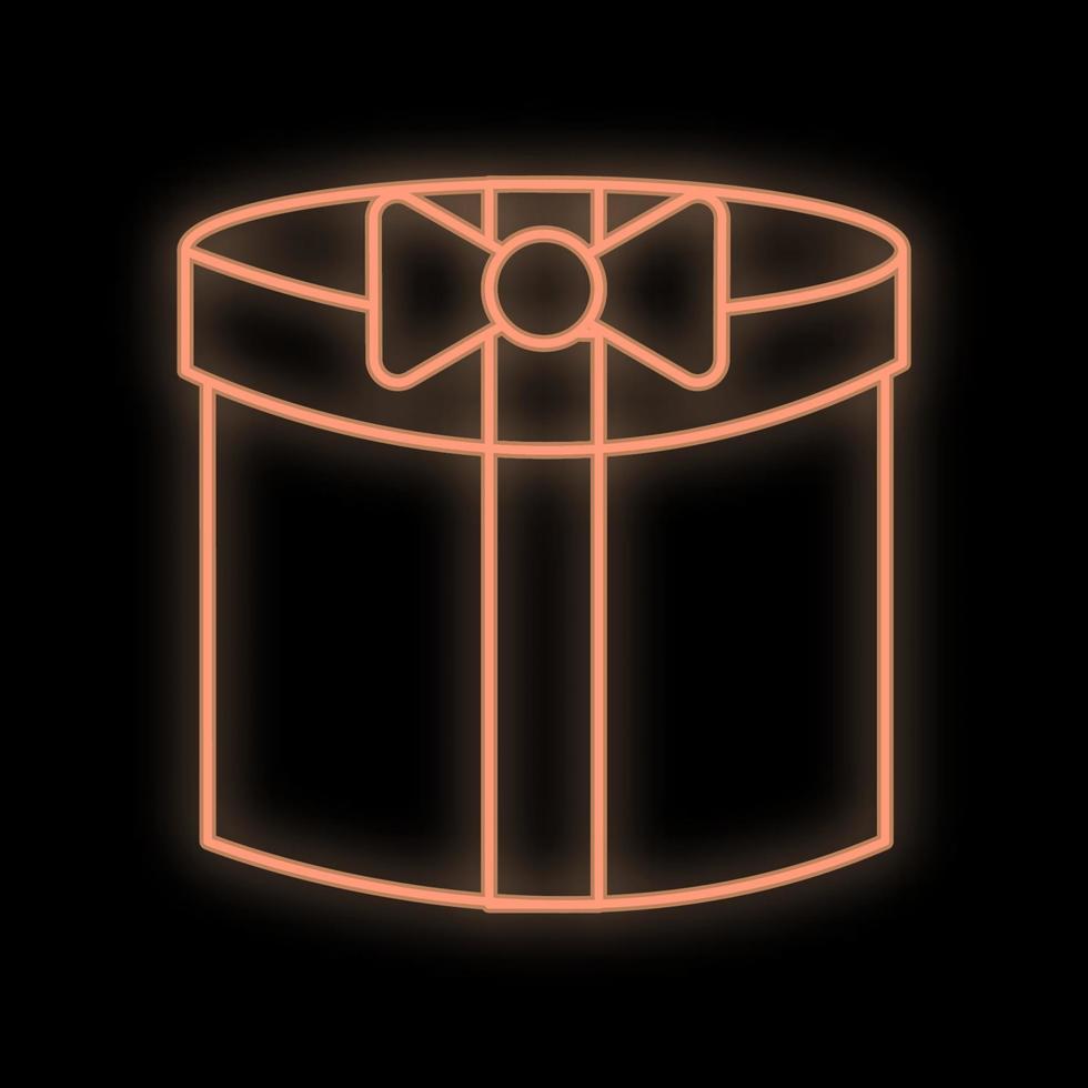 Glowing Neon Effect Present Icon. Outline Symbol Collection vector
