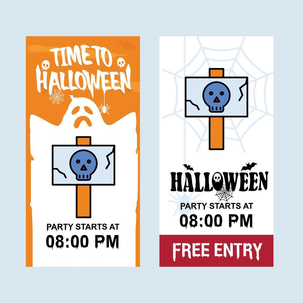 Happy Halloween invitation design with danger board vector