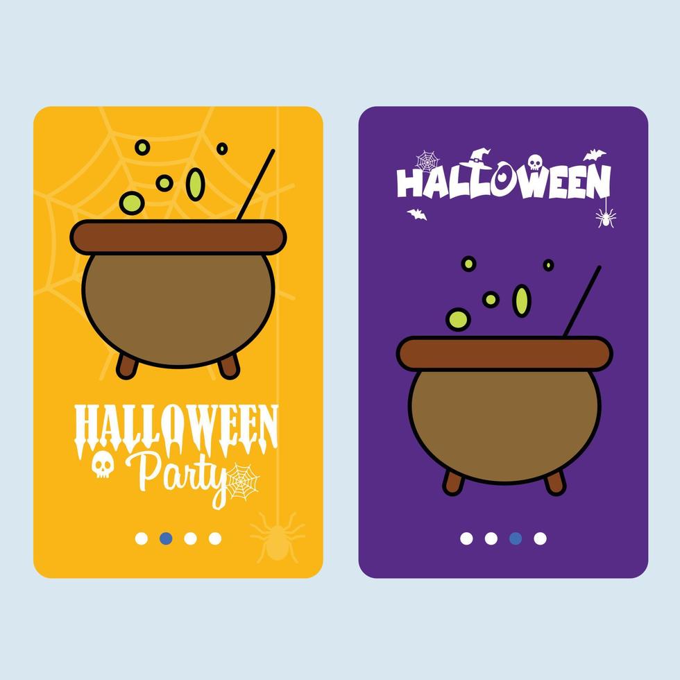 diseño de invitación de halloween feliz con vector de olla