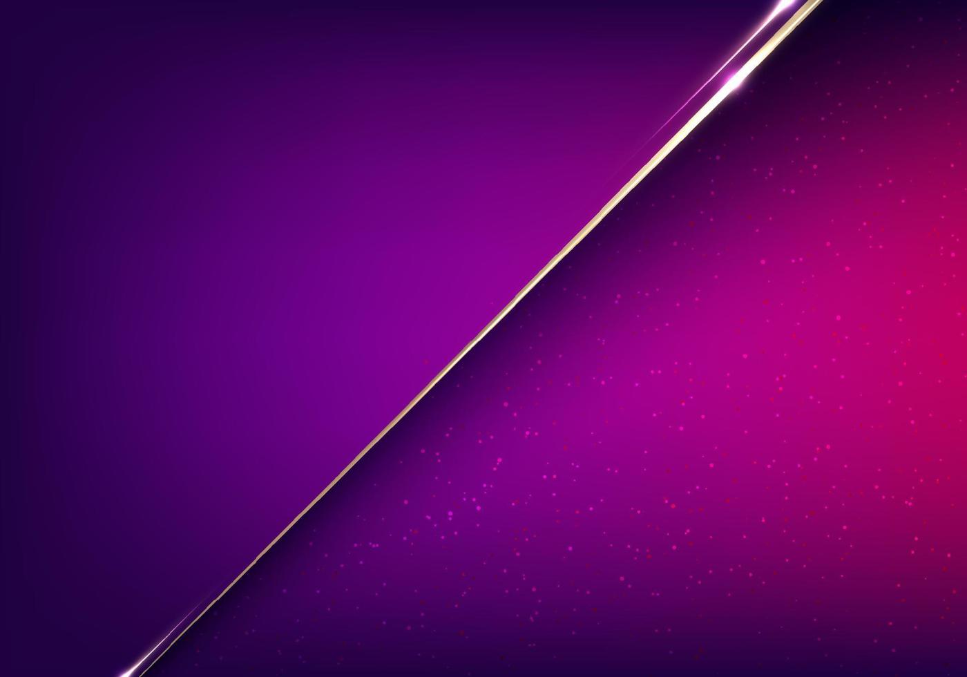 Abstract luxury purple and pink gradient paper cut background with golden diagonal line and glitter lighting effect vector