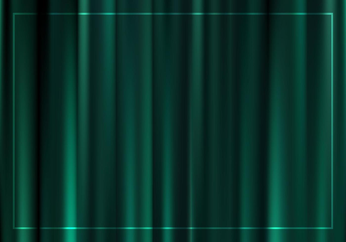 Green emerald curtain fabric satin crease with frame background and texture luxury style vector