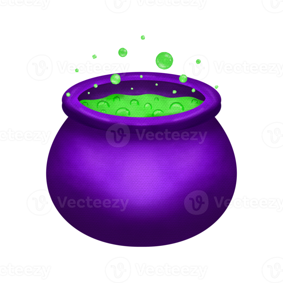 Cute witch cauldron halloween watercolor clipart png