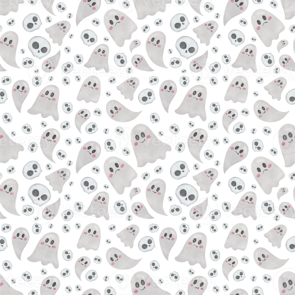 Cute halloween watercolor seamless patterns png