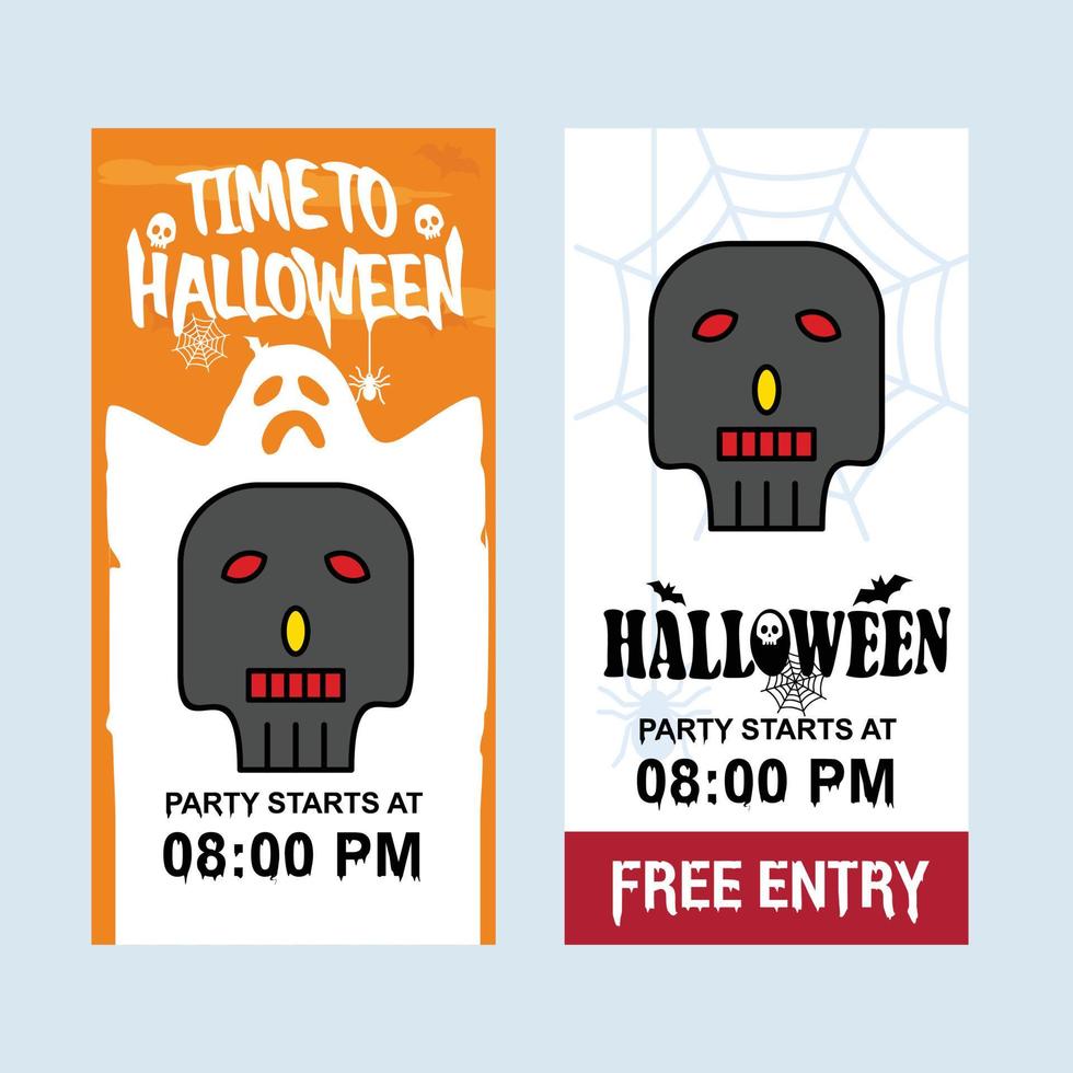 Happy Halloween invitation design with skull vector