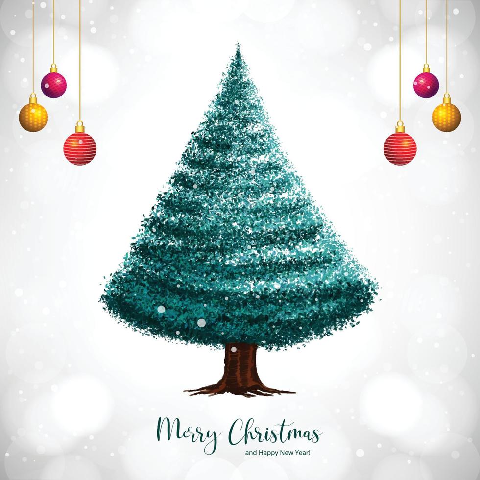 árbol de navidad en el fondo de la tarjeta de vacaciones de invierno vector