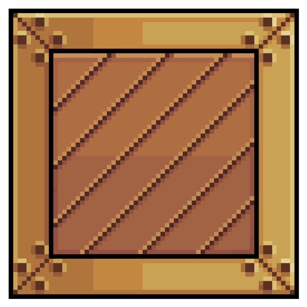 Pixel art wooden box, crate vector icon for 8bit game on white background