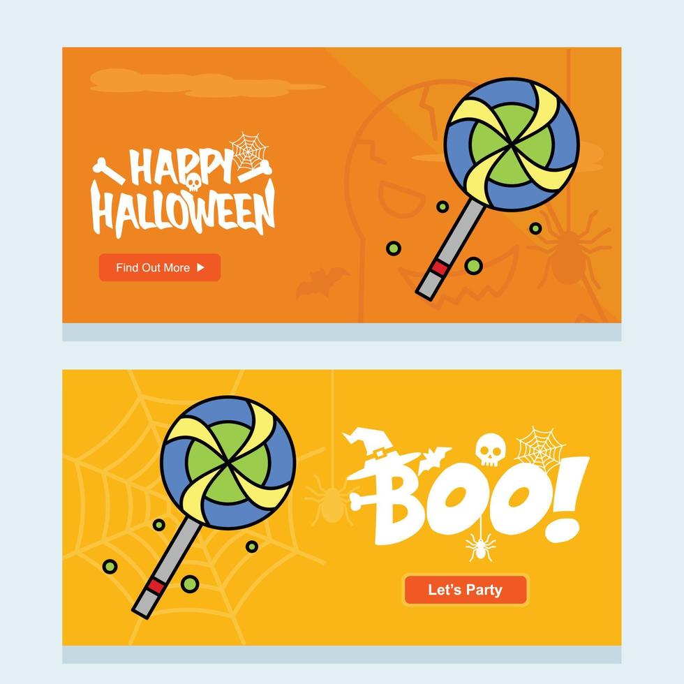 Happy Halloween invitation design with candy vector