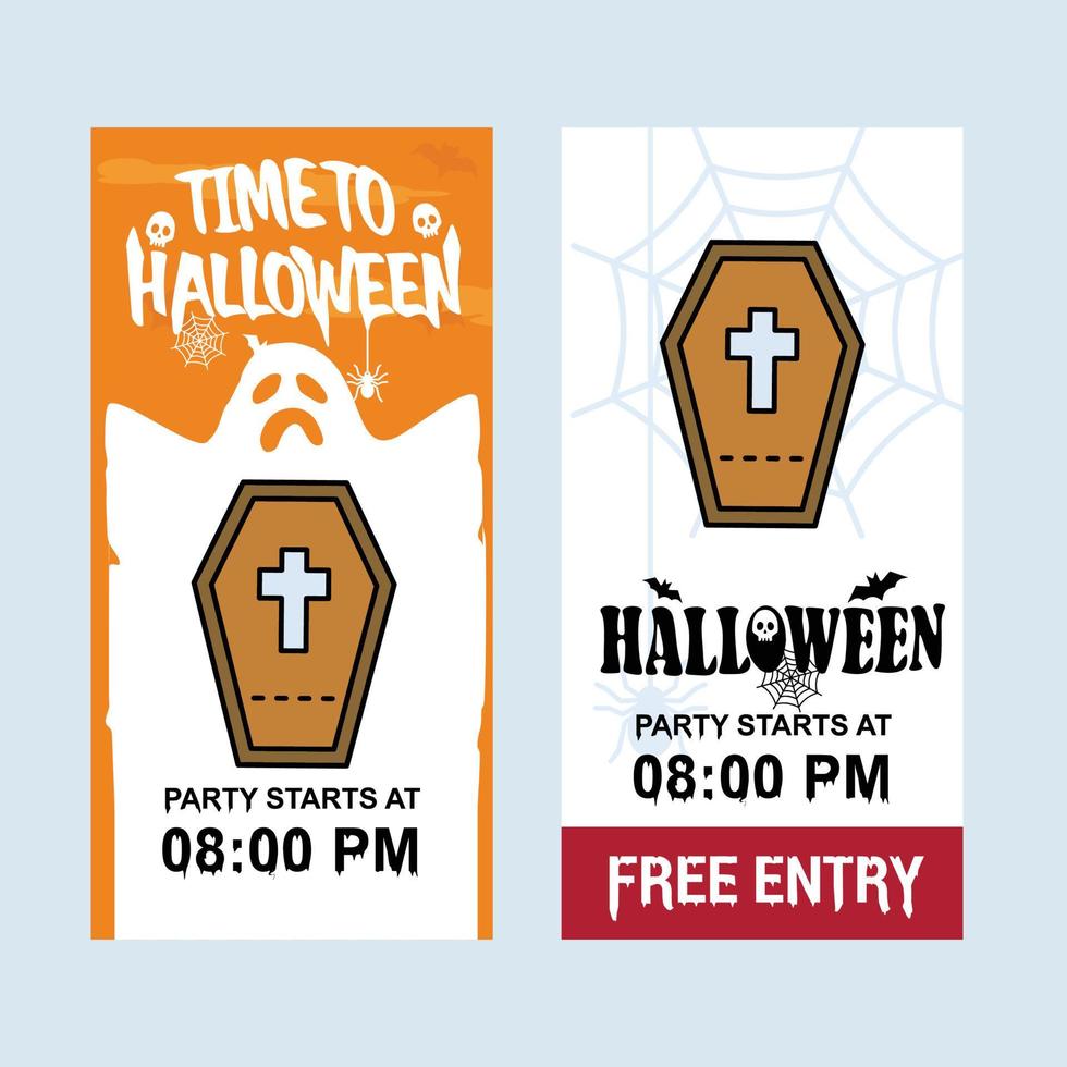 diseño de invitación de feliz halloween con vector de ataúdes