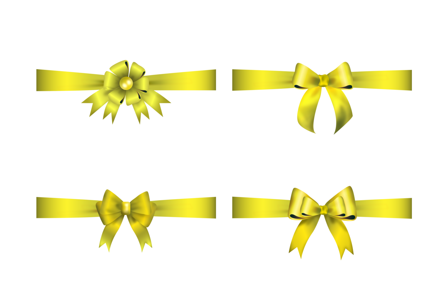 Gold  bows or ribbon Decorative bow, 3d  set png