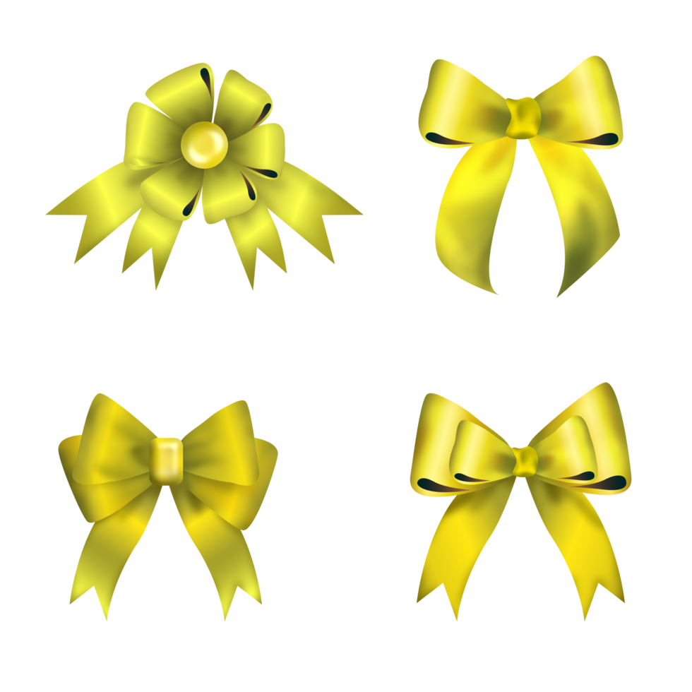 Gold  bows or ribbon Decorative bow, 3d  set png