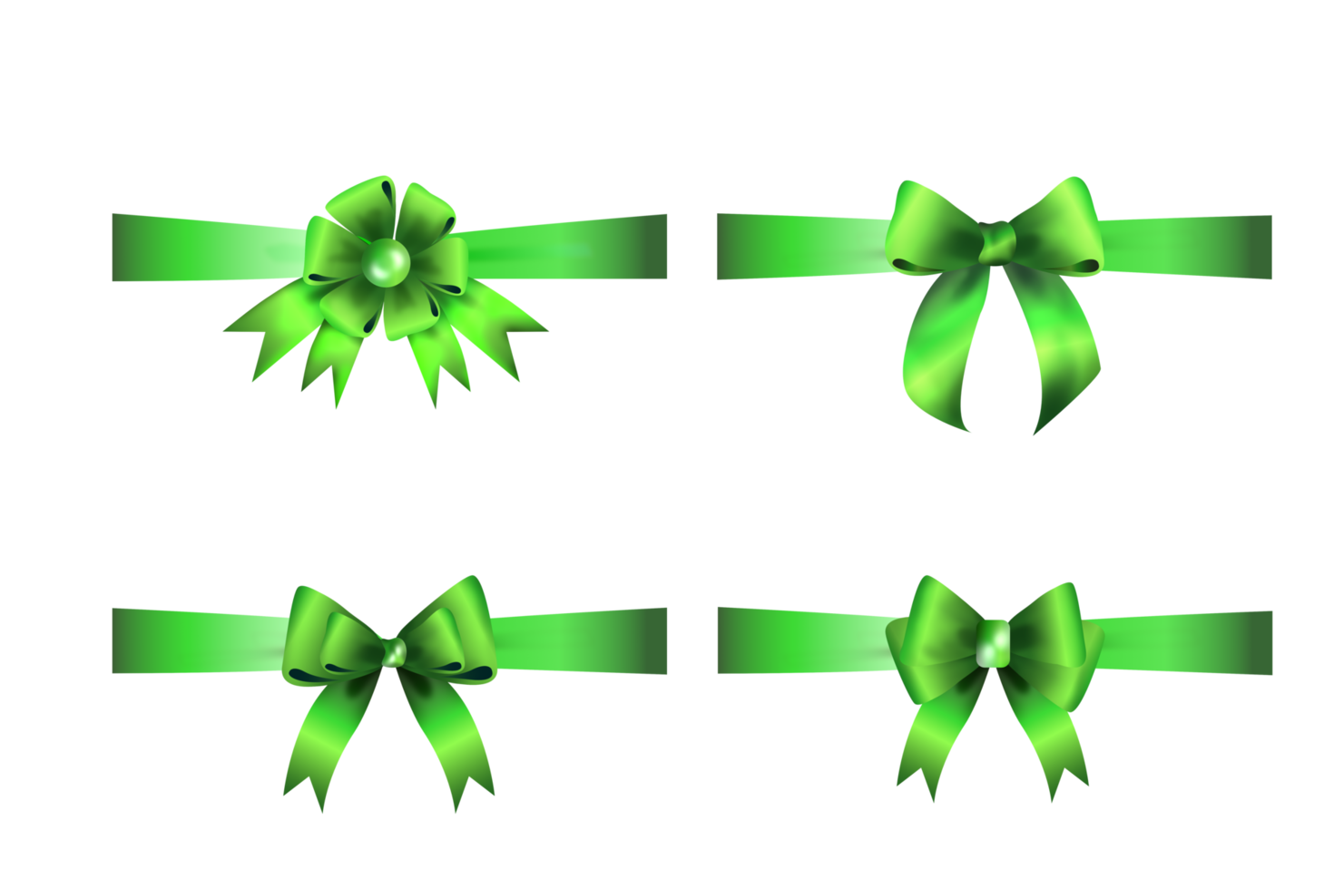 green  bows or ribbon Decorative bow, 3d  set png