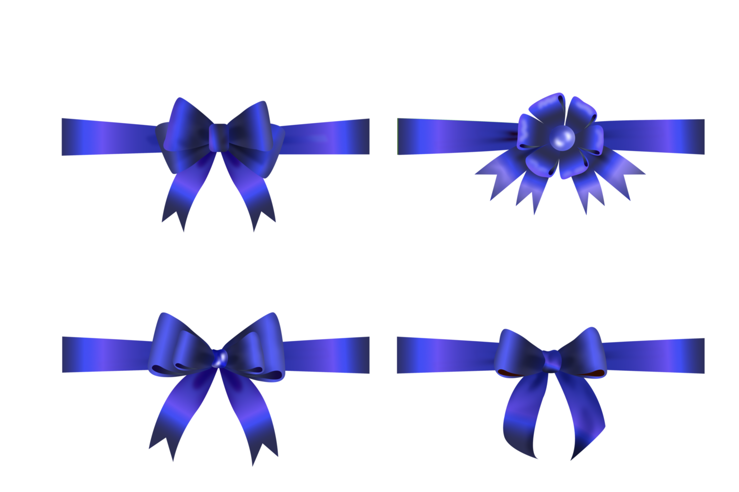 Blue  bows or ribbon Decorative bow, 3d  set png