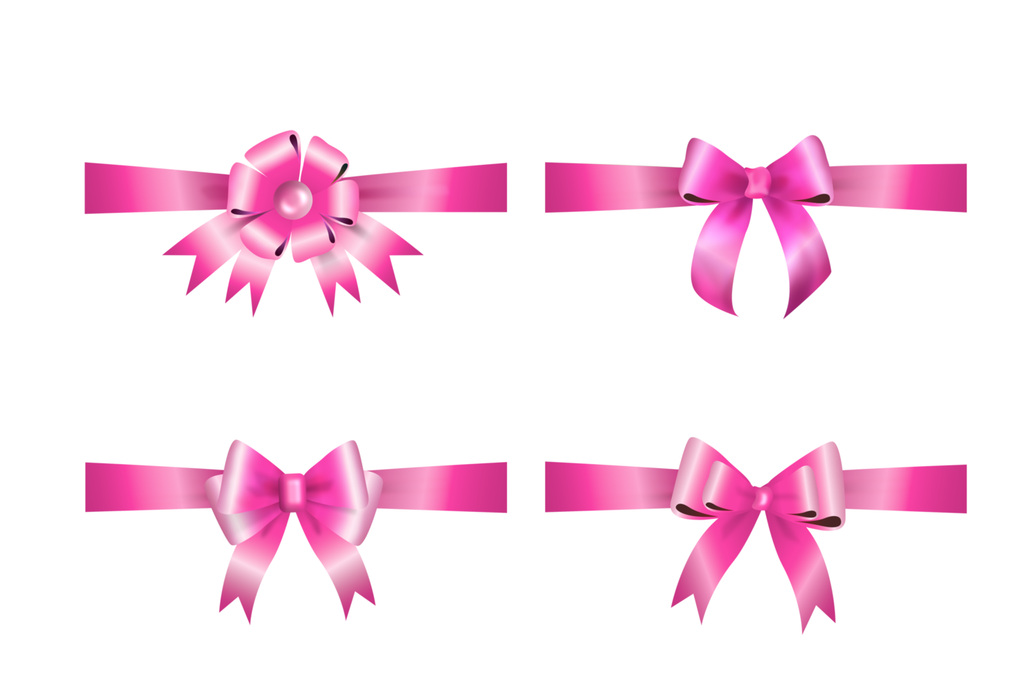 arcos rosas o lazo decorativo de cinta, conjunto 3d png