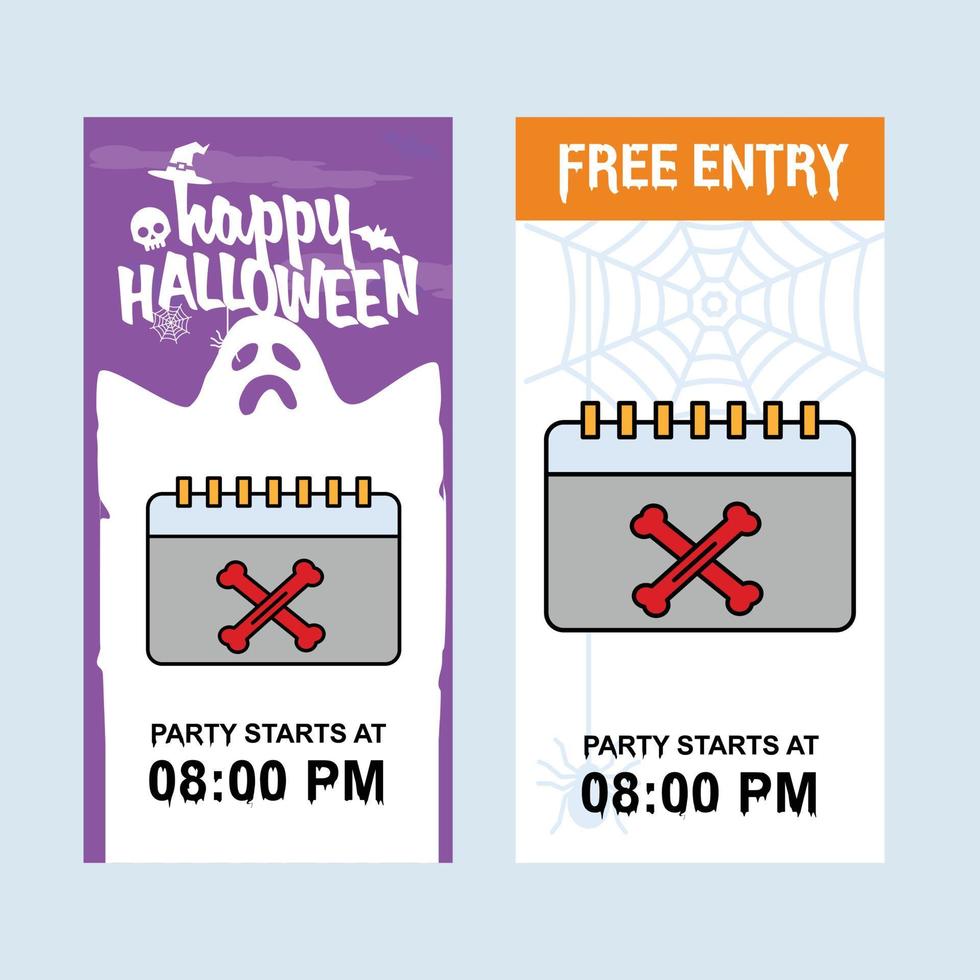 diseño de invitación de halloween feliz con vector de calendario