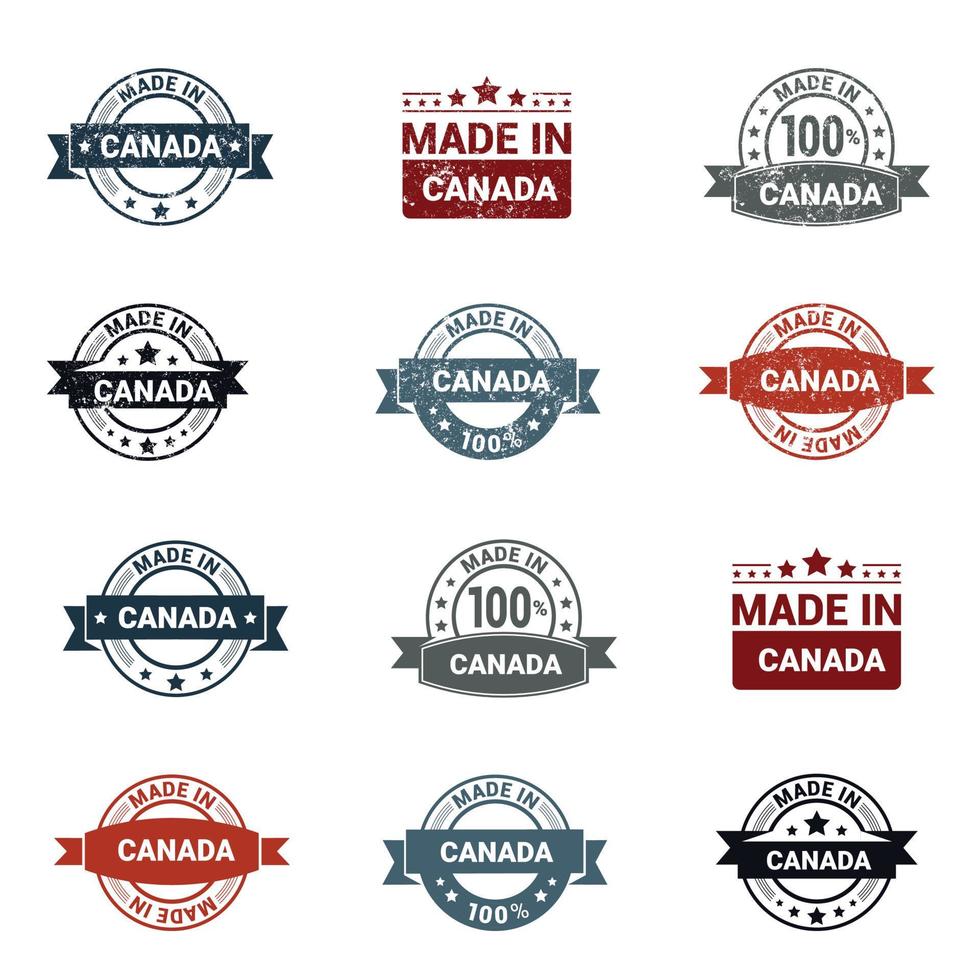 Canada stamp design set vector