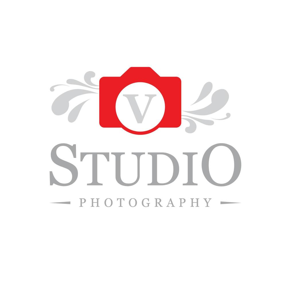 Photographic studio logo design with typographic vector