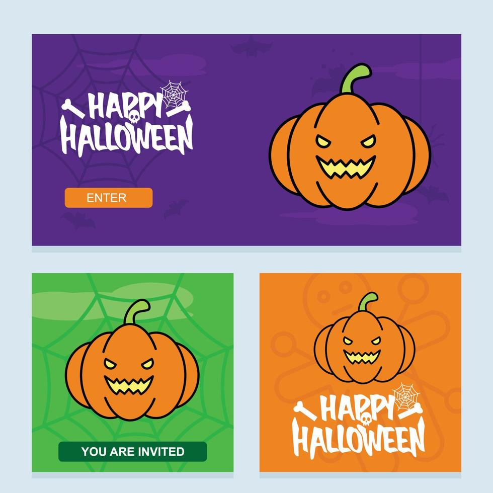 diseño de invitación de halloween feliz con vector de calabaza