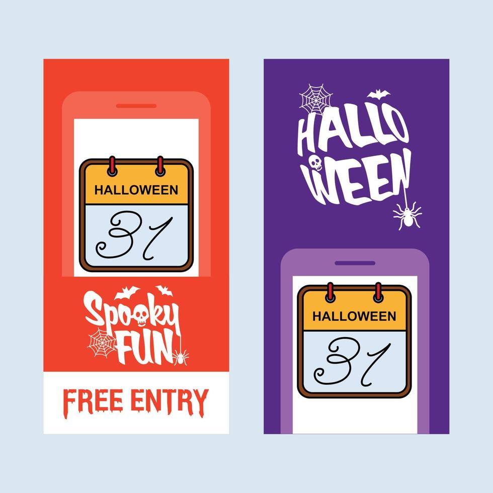 Happy Halloween invitation design with calender vector