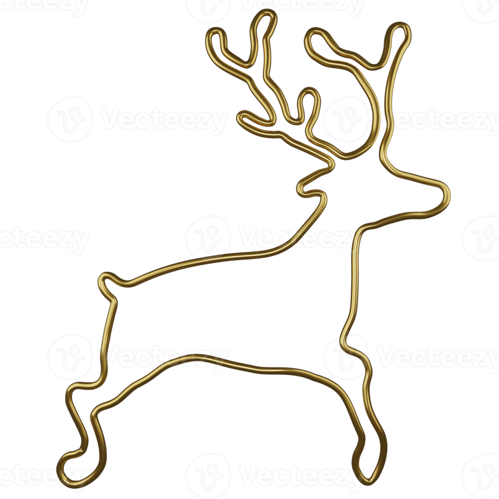 3d rendere d'oro linea pioggia cervo puntello isolato su trasparente sfondo png