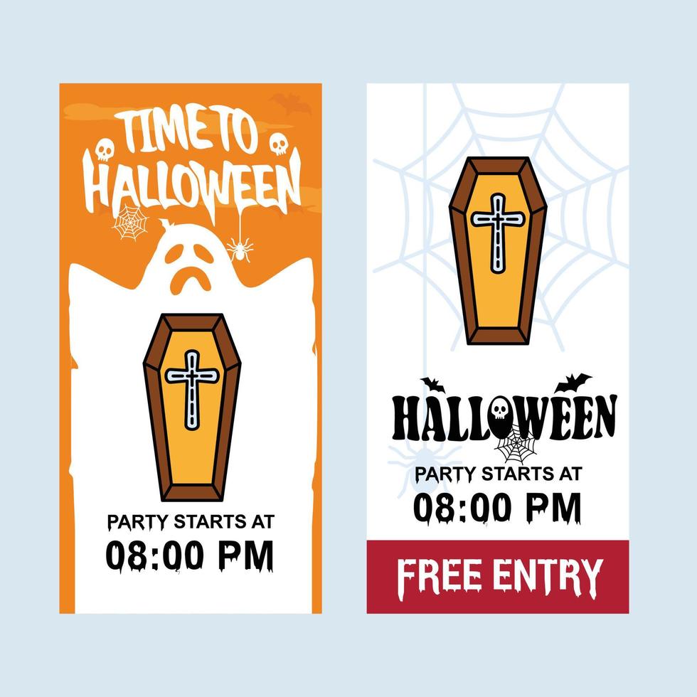 diseño de invitación de feliz halloween con vector de ataúdes