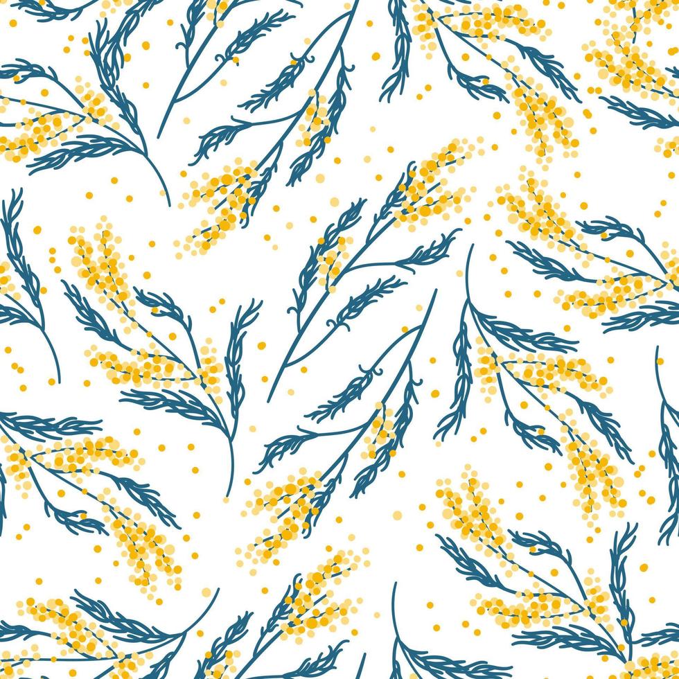 Seamless pattern with mimosa. Vector flower pattern