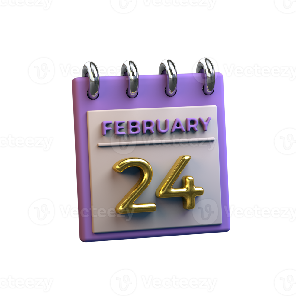 Monatskalender 24. Februar 3D-Rendering png