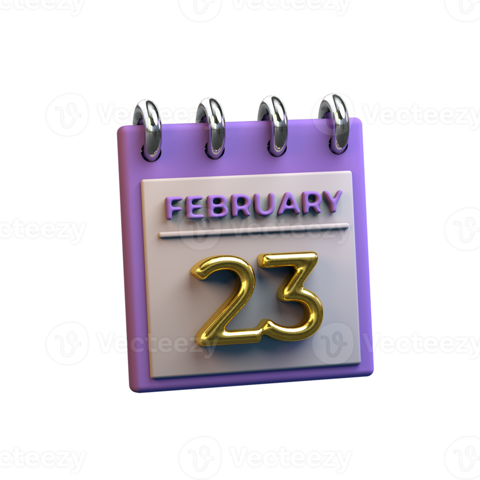 Monatskalender 23. Februar 3D-Rendering png