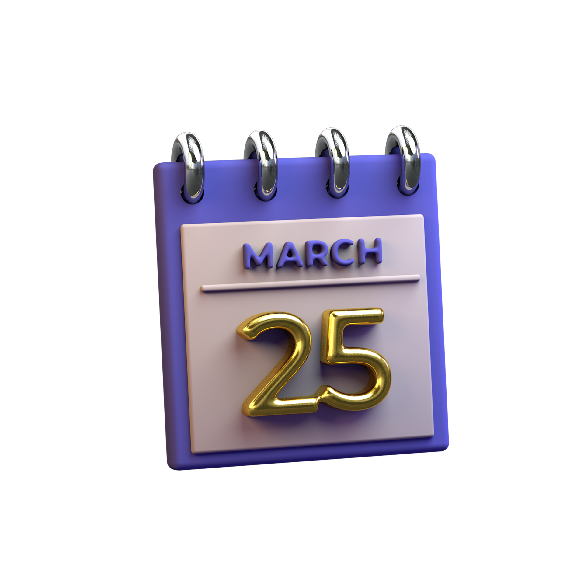 Monthly Calendar 25 March 3D Rendering 13368112 PNG