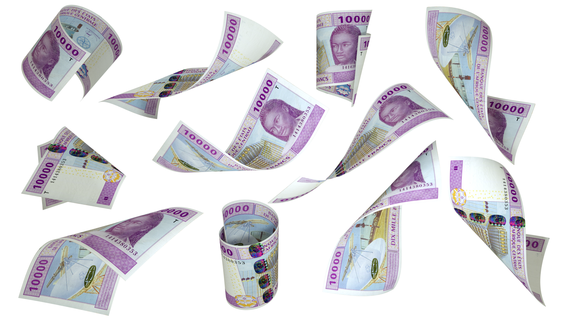 3D Darstellung Von 10000 Zentralafrikanischen Cfa Franc Noten Die In 