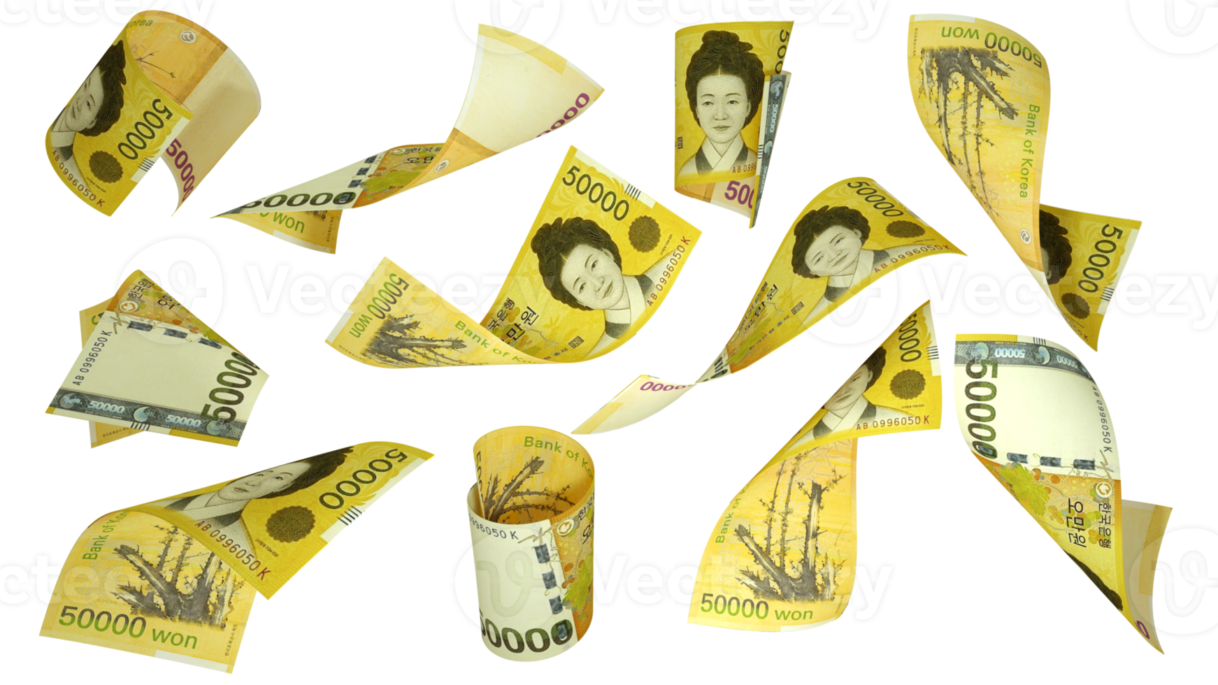 3d-rendering-of-50000-south-korean-won-notes-flying-in-different-angles