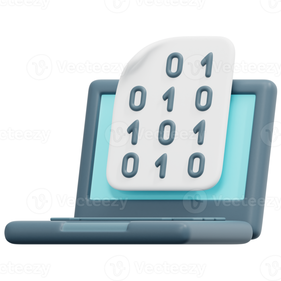 binary 3d render icon illustration png
