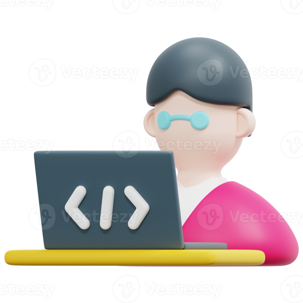 developer 3d render icon illustration png