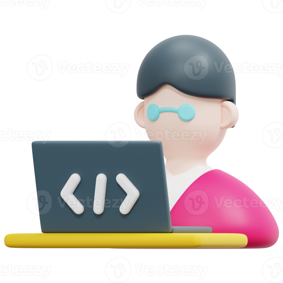 ilustração de ícone de renderização 3d do desenvolvedor png