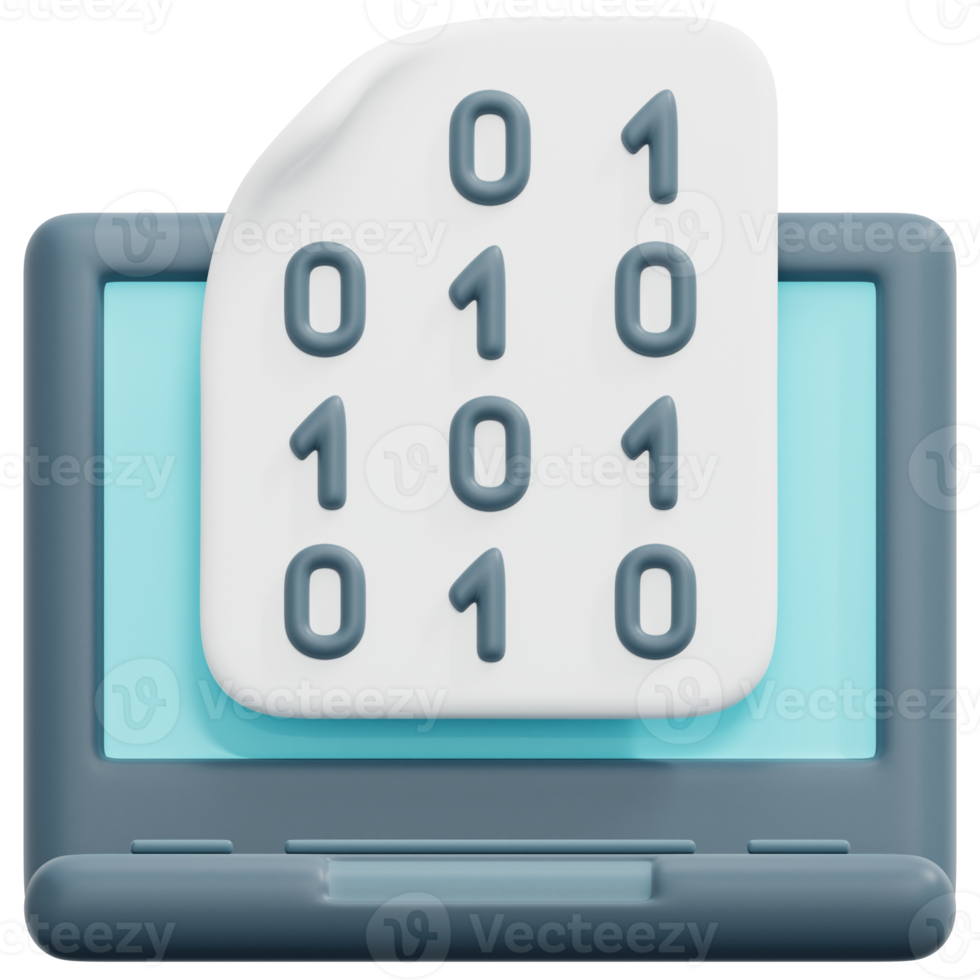 binary 3d render icon illustration png