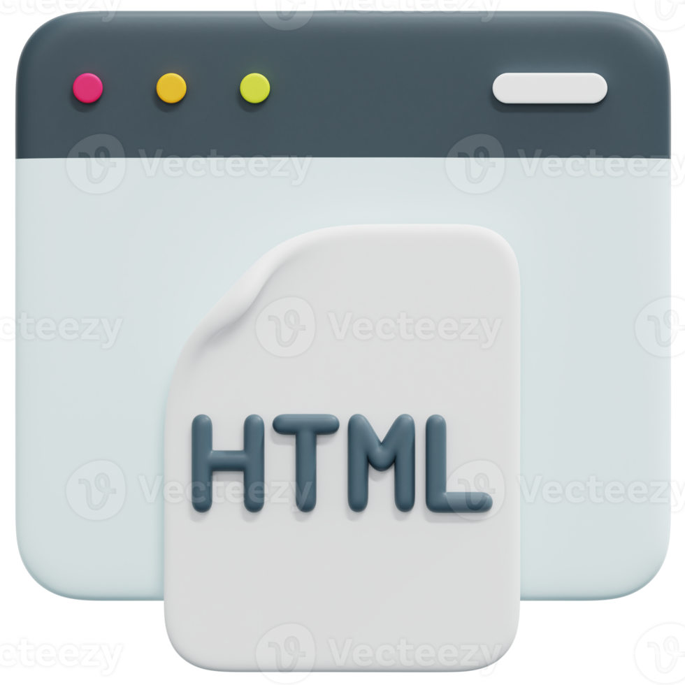 html 3d render icon illustration 13368291 PNG