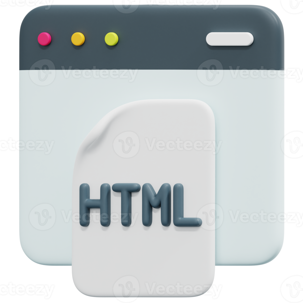 html 3d render icon illustration png