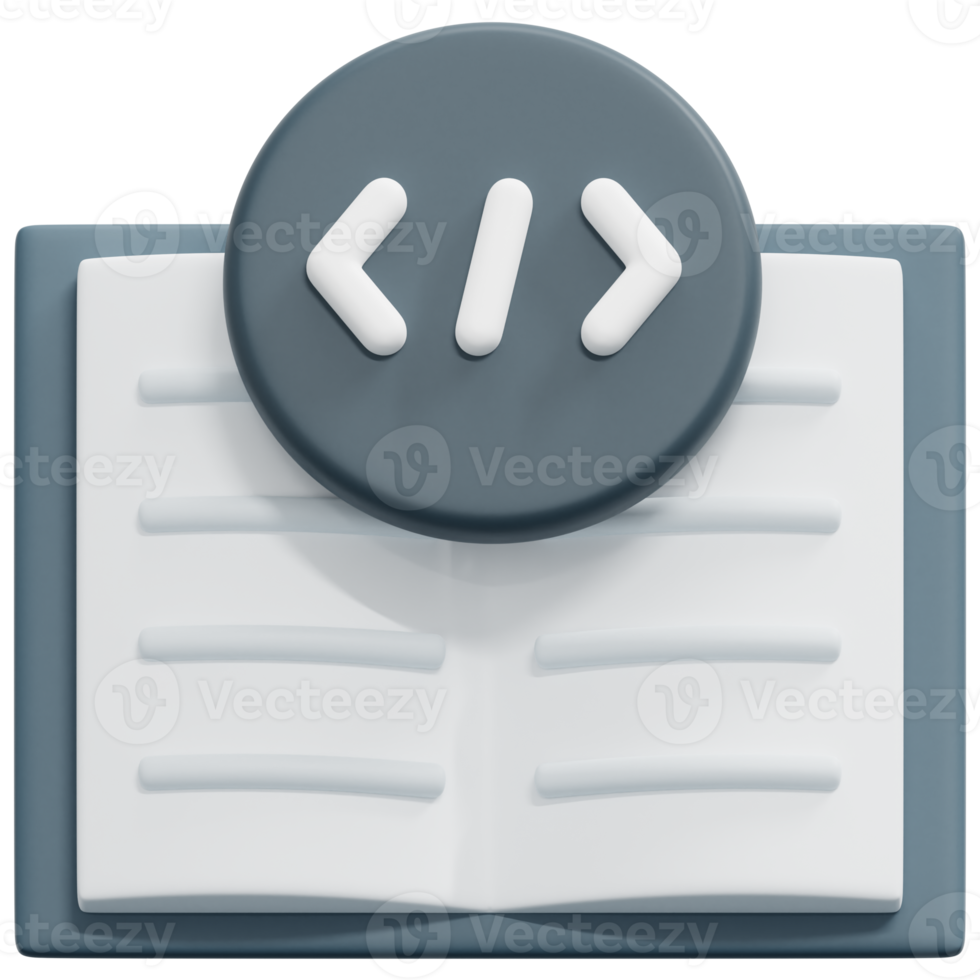 coding book 3d render icon illustration png