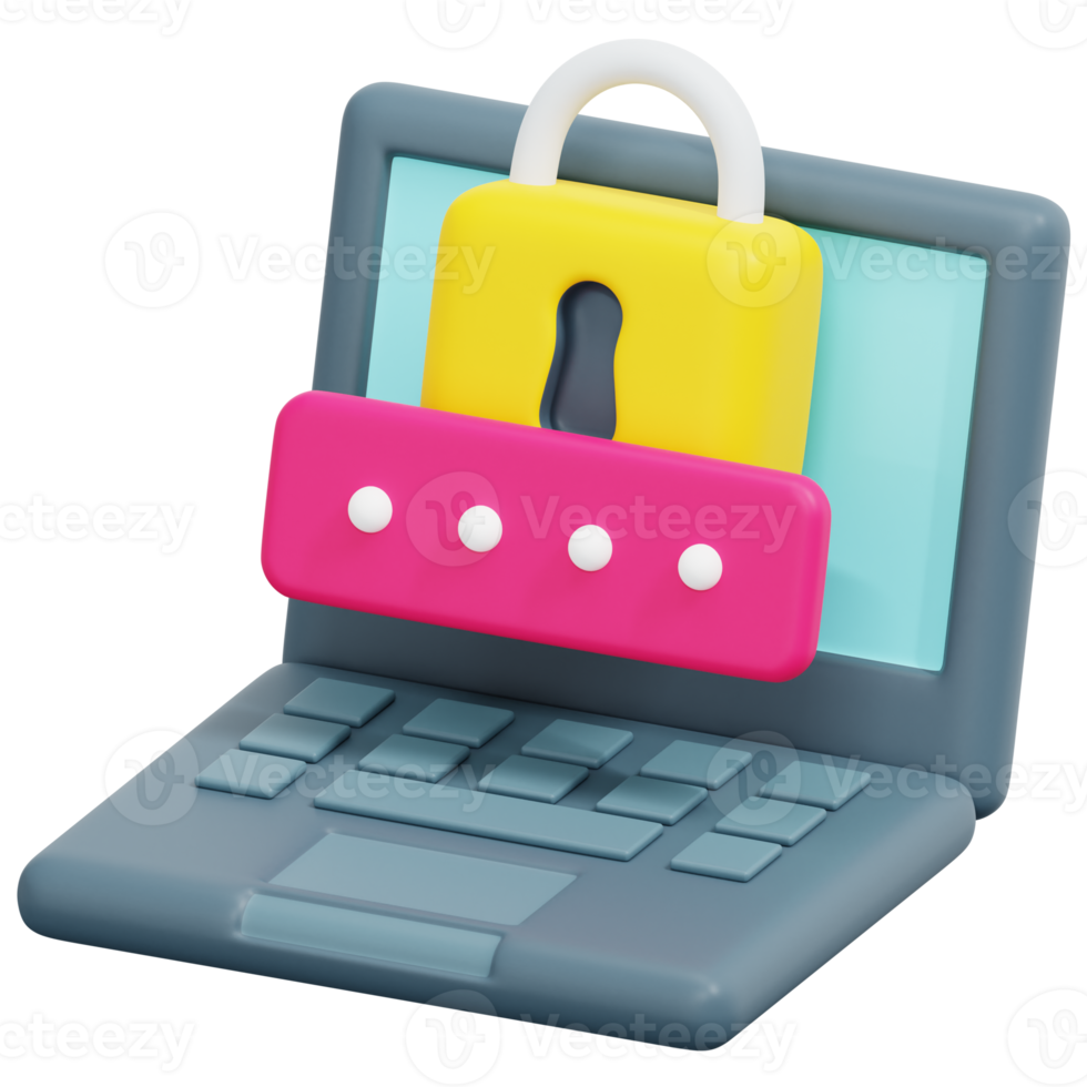 security 3d render icon illustration png