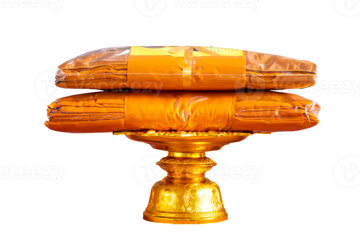 set of monk's robes placed on a pedestal Isolate on transparent background PNG file